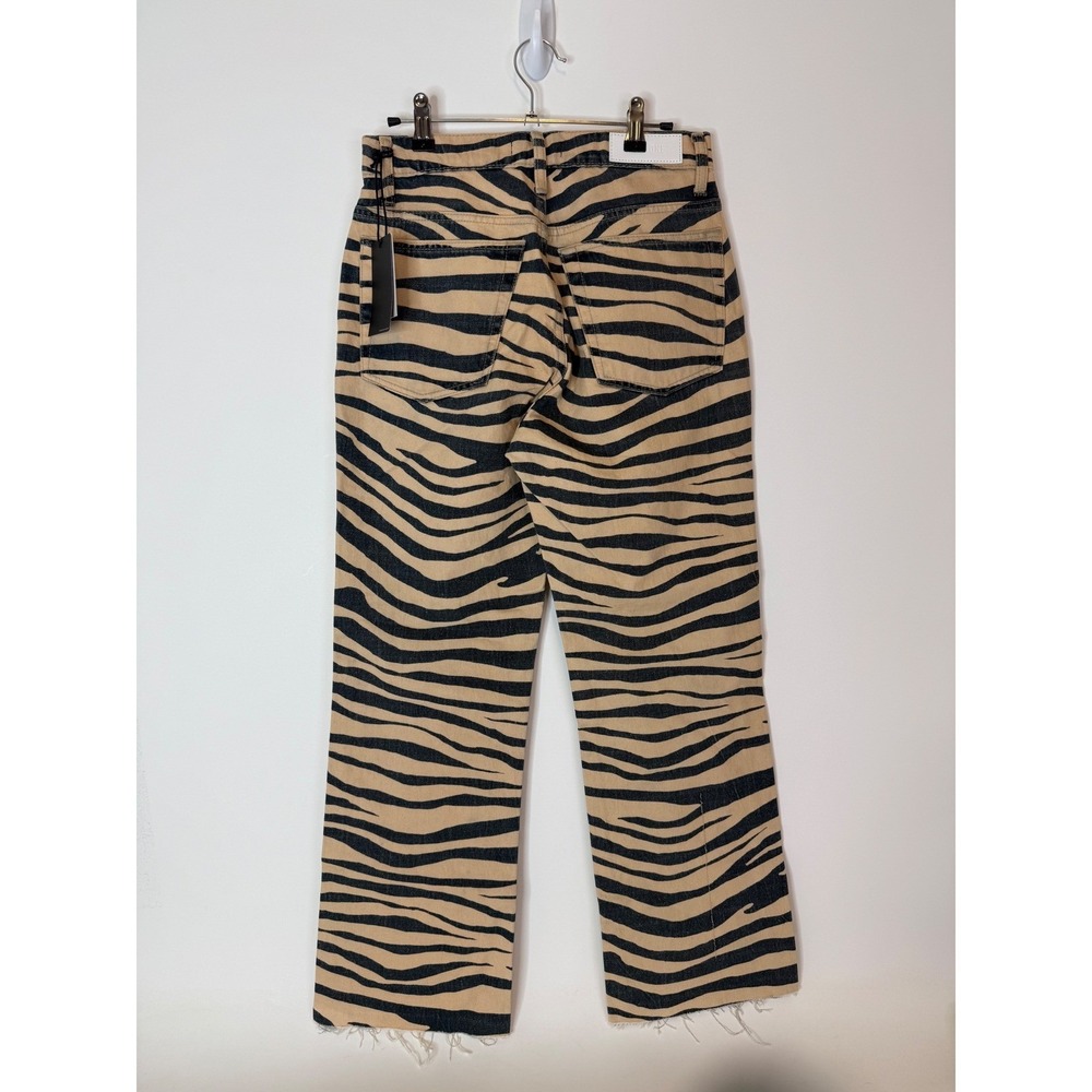 RE/DONE Jeans Women's 26 Y2K Zebra‎ Animal Print Raw Hem Tan Denim - Picture 2 of 12